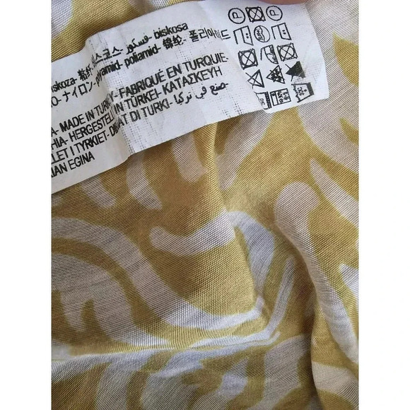 Zara Crop Top Blouse Long Sleeves Tie Floral V Neck Size L Women's Green Ivory - Picture 9 of 11